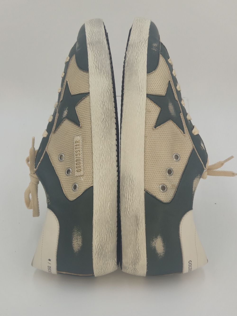 Golden Goose Super-Star Beige and Green Low-Top Sneakers Men's Size EU 47 US 14 - Picture 2 of 13